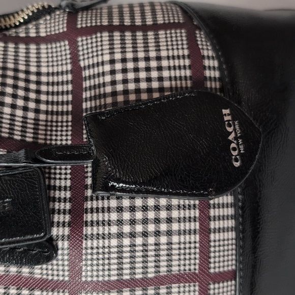Coach Glen Plaid Coated Canvas Peyton Cora Dome Satchel - Picture 2 of 13